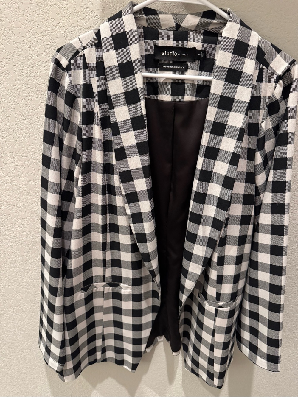 Studio by Torrid Black and White Gingham Blazer